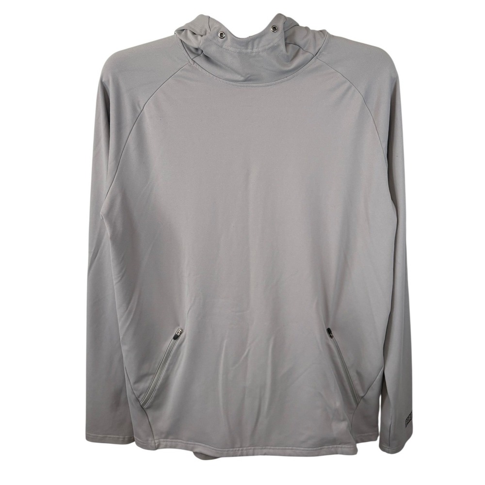 Barbell Apparel Mens Gray Performance Hoodie Long Sleeve Pullover Size L